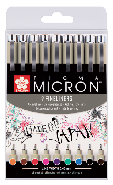 SAKURA Pigma® Micron Fineliners penne - set 9 pezzi