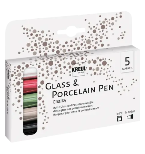 KREUL Set di pennarelli per vetro e porcellana CHALKY - medium – 5 pz