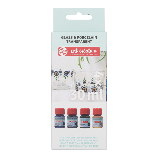 Set Art Creation per vetro e porcellana trasparente Blues - 4x30 ml