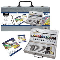 Akrilni slikarski set v lesenem zaboju - Royal & Langnickel ZEN - set 26 kosov