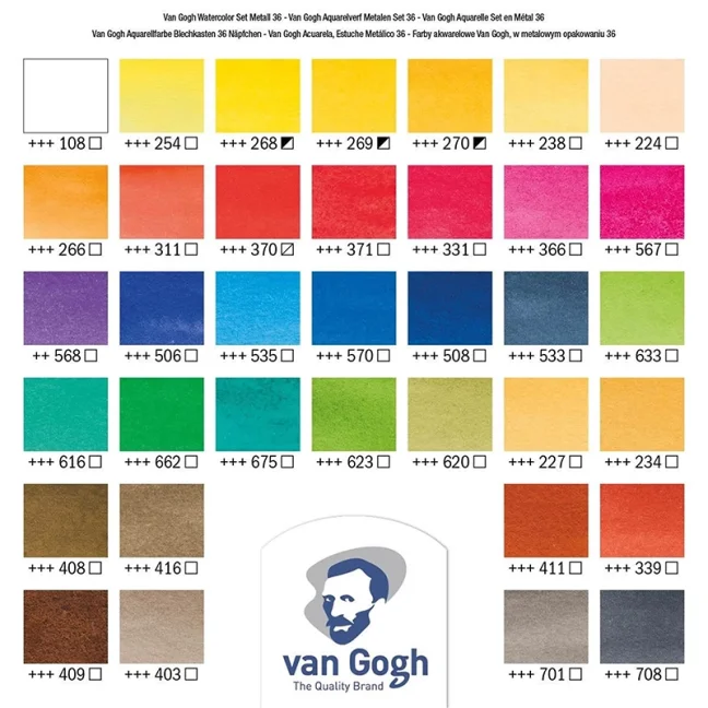 Akvarell Van Gogh - 36 csésze készlet