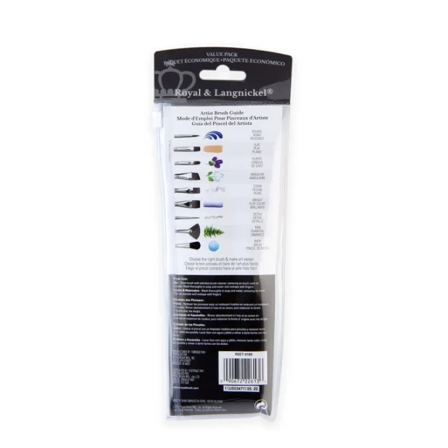 Pennelli con setole in taklon dorato mix Royal & Langnickel - 3 pezzi