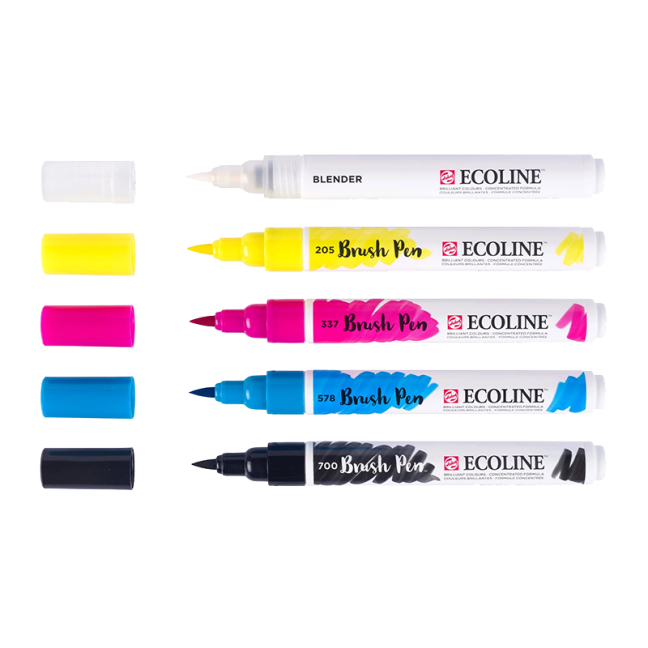 Ecoline Brush Pen set Primary - 5 colori