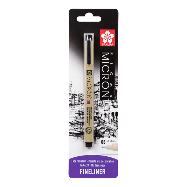 Sakura Pigma Micron® penna tecnica nera 08 in blister