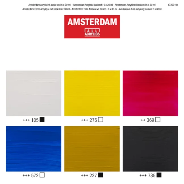 Amsterdam Basic akril tintakészlet 6 x 30 ml