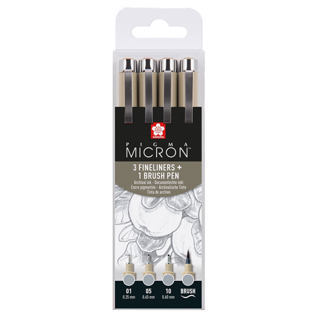 SAKURA Pigma Micron set 4 pezzi - Grigio Chiaro Freddo