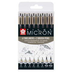 SAKURA Pigma Micron fineliner set 8 pz - Light Cool Gray & Cool Gray