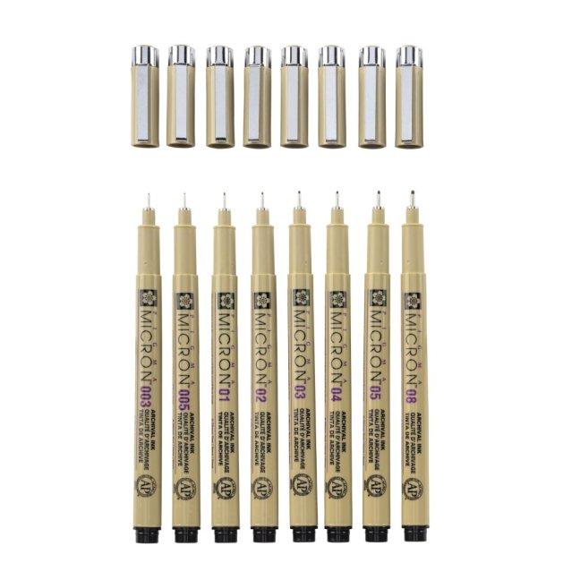 Set di penne tecniche Sakura Pigma Micron - 8 pezzi