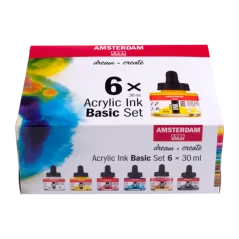 Amsterdam Basic sada akrylových atramentov 6 x 30 ml