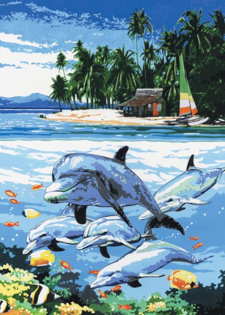 R&L Pictură după numere pe pânză – Dolphin Island