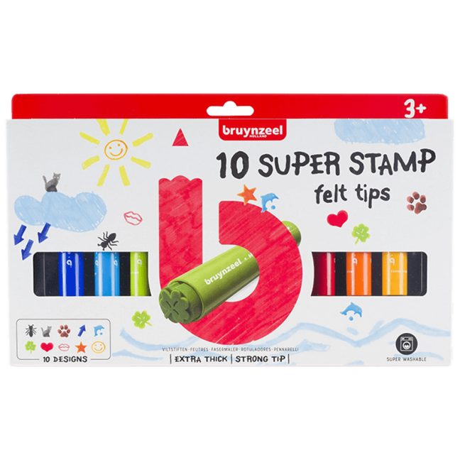 Bruynzeel set di super timbri per bambini - extra spessi - 10 pezzi