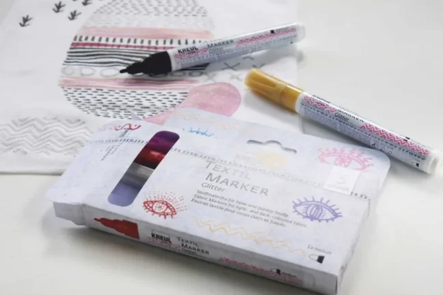 KREUL Set markere textile medium GLITTER 5 buc