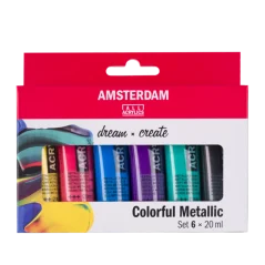 Akrylové farby Amsterdam - sada 6 x 20ml - Colorful Metallic