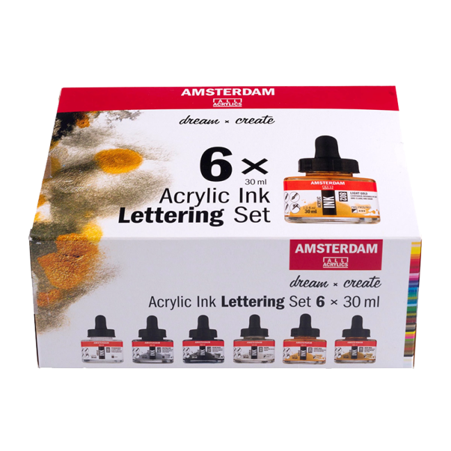 Set di inchiostri acrilici Amsterdam Lettering 6 x 30 ml