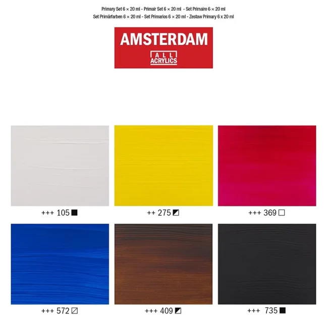 Amsterdam akril festékek - 6 x 20 ml készlet - Primary