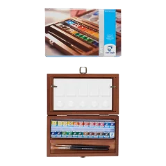 Akvarelové barvy Van Gogh - dřevěný box 24 kalíšků plast