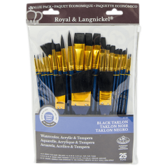 Výhodná umelecká sada štetcov Royal Langnickel - Black - 25 ks set