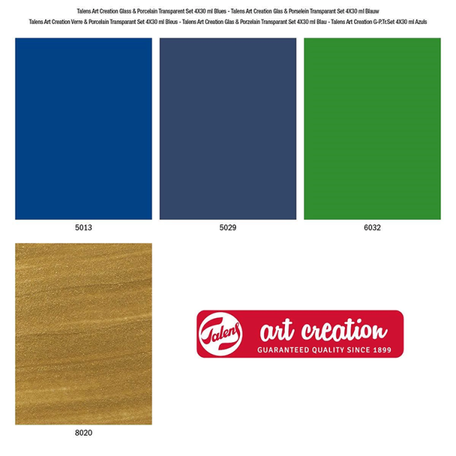 Set Art Creation per vetro e porcellana trasparente Blues - 4x30 ml