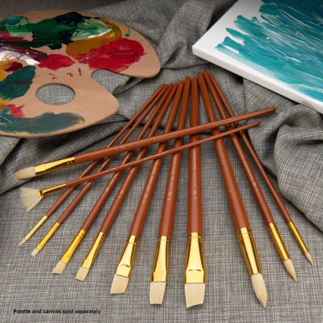 Pennelli con setole di cinghiale angolati lunghi - set da 12 pezzi