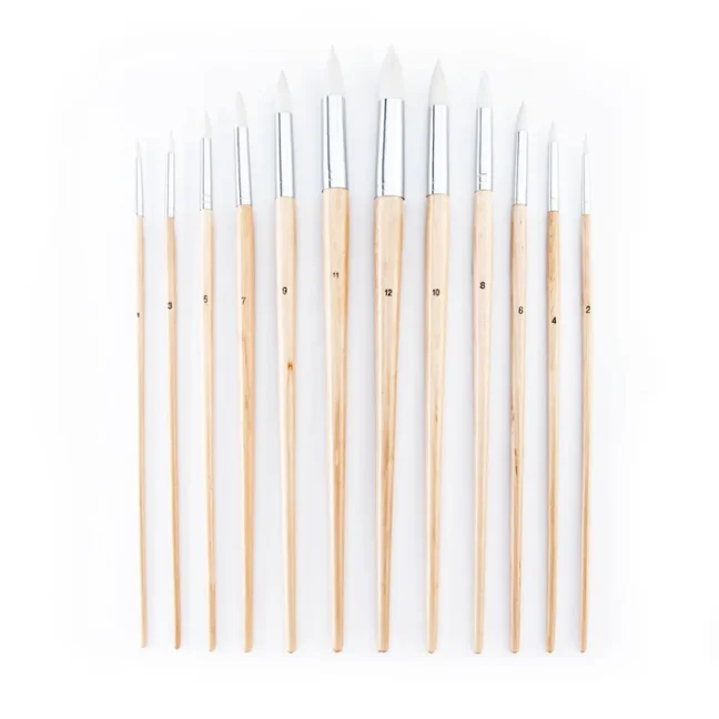 Pennelli rotondi a setole bianche - set da 12 pezzi - RSET-9606