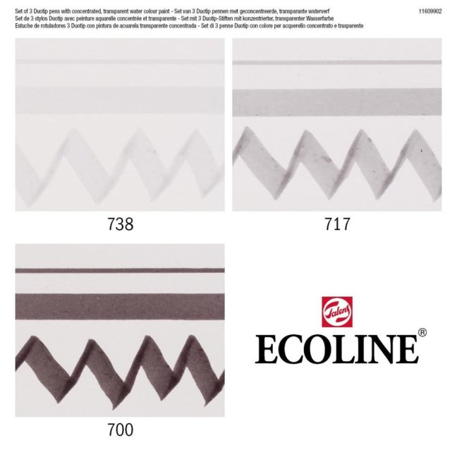Ecoline Duotip marcatori set Nero & Grigio | 3 colori