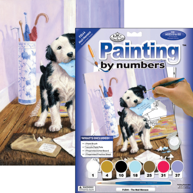 Slikanje po številkah format A4 - Kuža s pošto