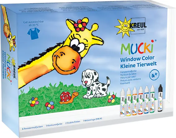 KREUL Set di colori per vetro MUCKI – Animaletti