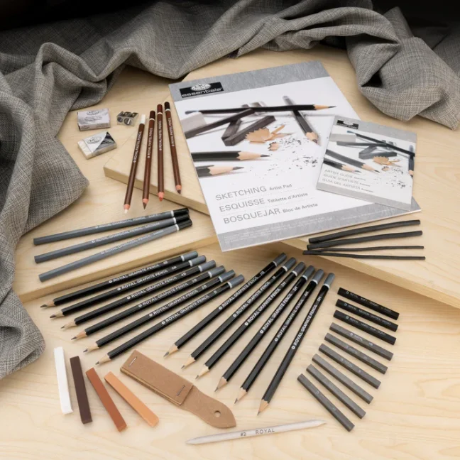 Set da disegno Royal Langnickel in scatola trasparente, 44 pezzi