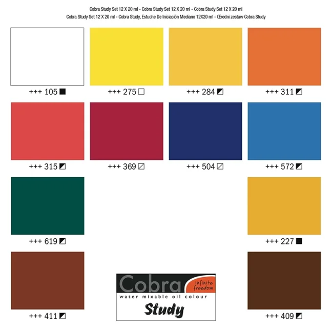 Colori a olio Cobra Study - set 12 x 20 ml