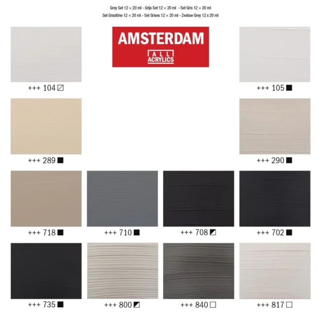 Amsterdam akril festékek - 12 x 20 ml készlet - Grey