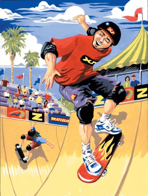 Számozott kifestő A4 formátumban - gördeszkás