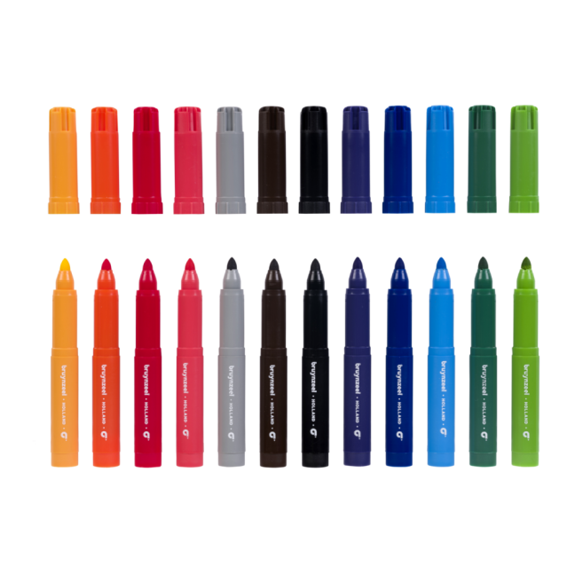 Bruynzeel 12 Big Point Felt Tips set di 12 pennarelli colorati