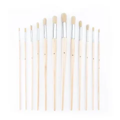 Čopiči z naravnimi ščetinami okrogli - 12-delni set