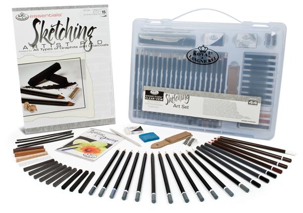 Set da disegno Royal Langnickel in scatola trasparente, 44 pezzi