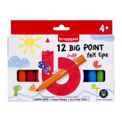 Bruynzeel 12 Big Point Felt Tips set de 12 carioci colorate