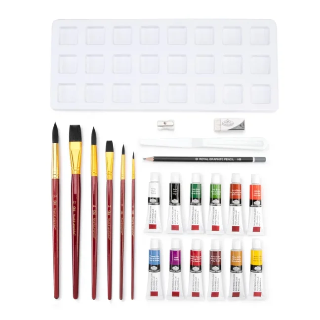Set di pittura ad acquerello in scatola di legno Royal & Langnickel - set 24 pezzi