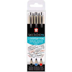 Sakura Pigma® Micron PN Office set - 3 pezzi - Nero, Blu, Rosso
