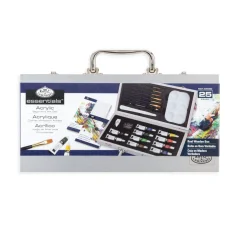 Set akrilnih barv v lesenem zaboju za začetnike - set 25 kosov