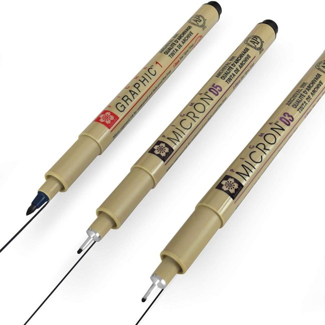 Sakura Pigma Micron® penne tecniche 03,05, Graphic - set 3 pezzi in blister