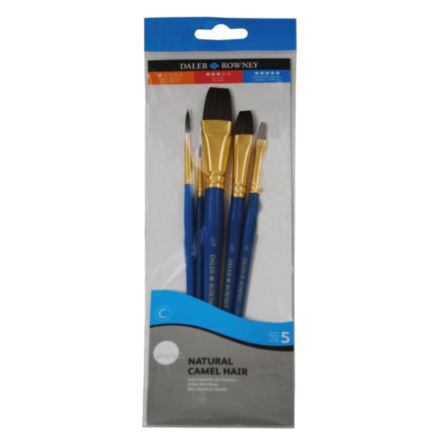 Set di pennelli per acquerello D&R Simply in pelo di cammello naturale - 5 pezzi