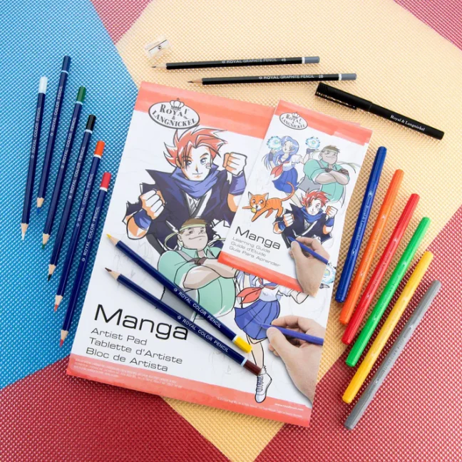 Blocco per disegnare Manga + set di matite e pennarelli Royal Langnickel