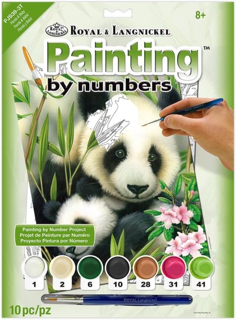 Számozott kifestő A4 formátumban - Panda kölyökkel