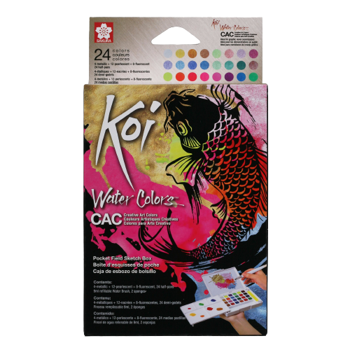 Scatola da disegno con acquerelli ad effetto Creative Art Sakura Koi - 24 pezzi