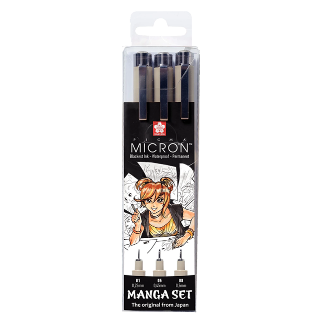 Sakura Pigma® Micron MANGA penne - set da 3 pezzi