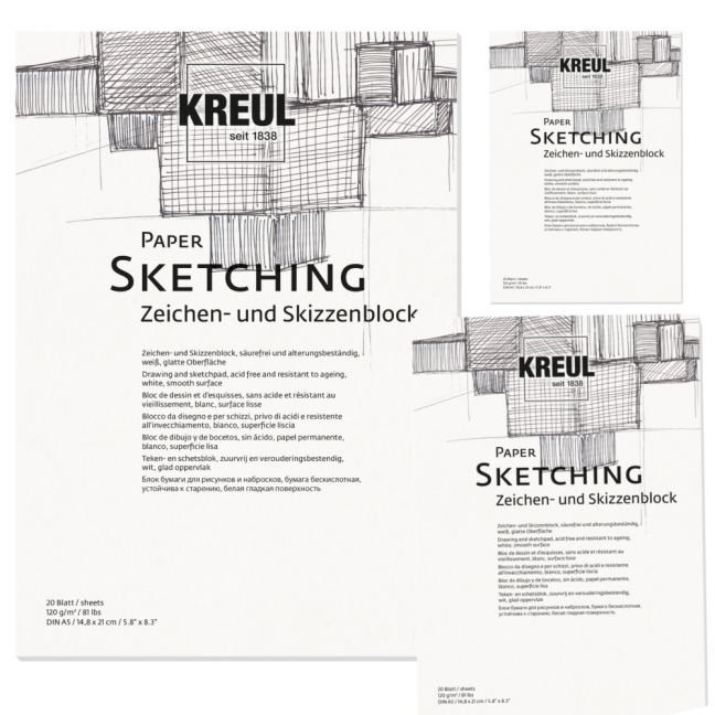 Blocco da disegno KREUL 120 g/m², 20 fogli - scegli la dimensione - Seleziona la dimensione del blocco: A3