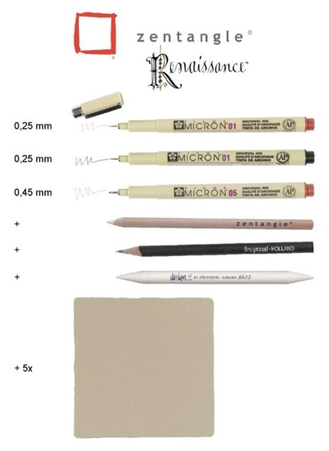 Set di penne tecniche SAKURA Zentangle Renaissance - set di 11 pezzi
