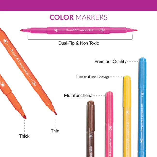 Blocco di carta per pennarelli + set di pennarelli colorati Royal Langnickel