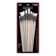 Štetce s prírodnými vlasmi mix - 12 dielny set - White Bristle set 9600