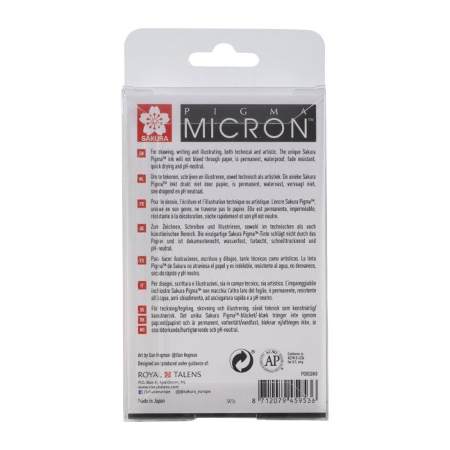 Set di penne tecniche Sakura Pigma Micron - 8 pezzi