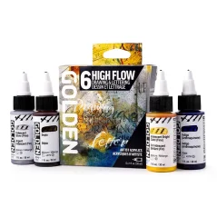 GOLDEN Set Acrilico High Flow Drawing & Lettering - 6 x 30 ml